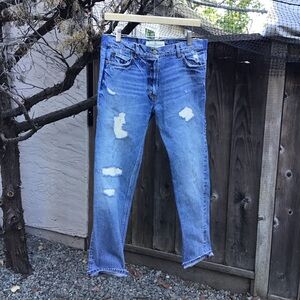 Golden Goose deluxe brand jeans women’s 32x28 blue distressed denim selvedge